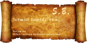 Schmid Boglárka névjegykártya